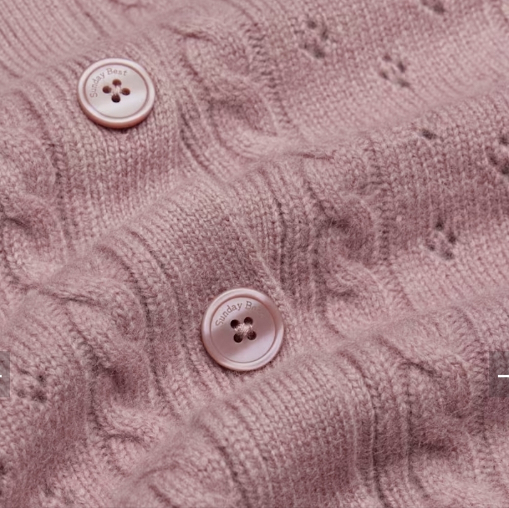 Women's Dusty Rose Cable Knit Button-Up Cardigan - Picture 7 of 7